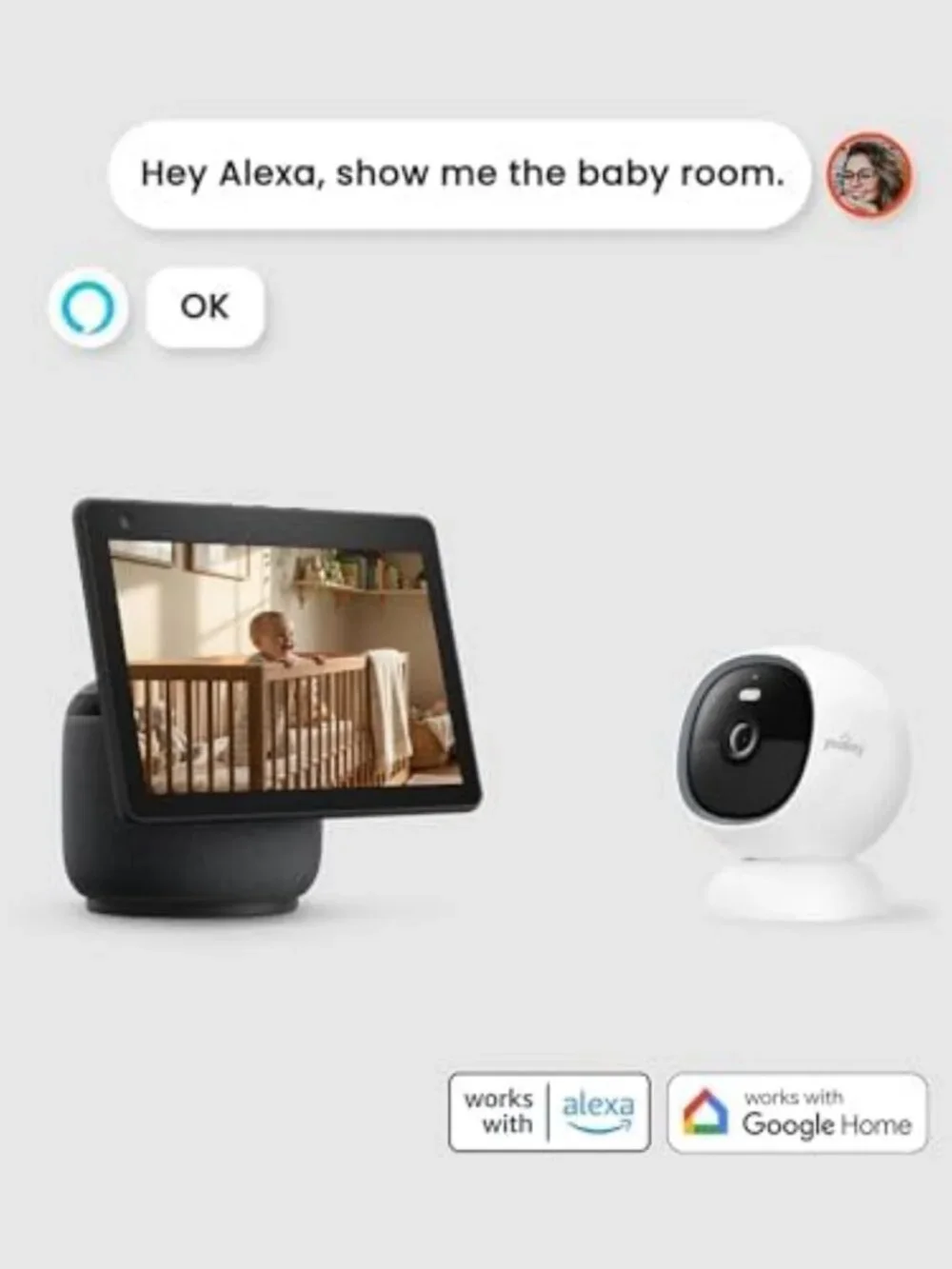 Wireless 2K Magnetic Indoor Security Camera, Battery-Powered, No Subscription